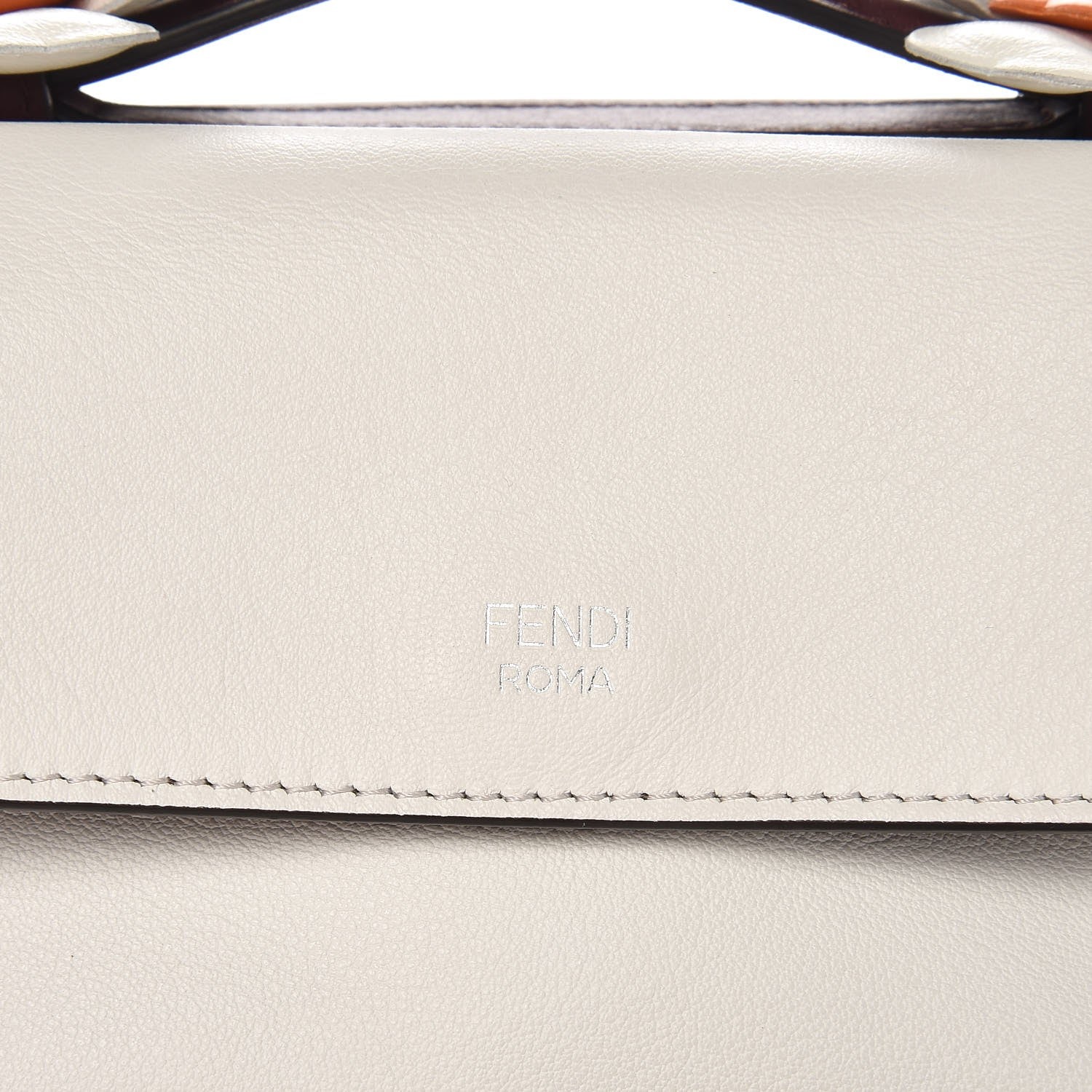 Fendi Vitello Dolce Flowerland Bi-Color Studded Micro Double Baguette Bordeaux White Ice 5 of 10