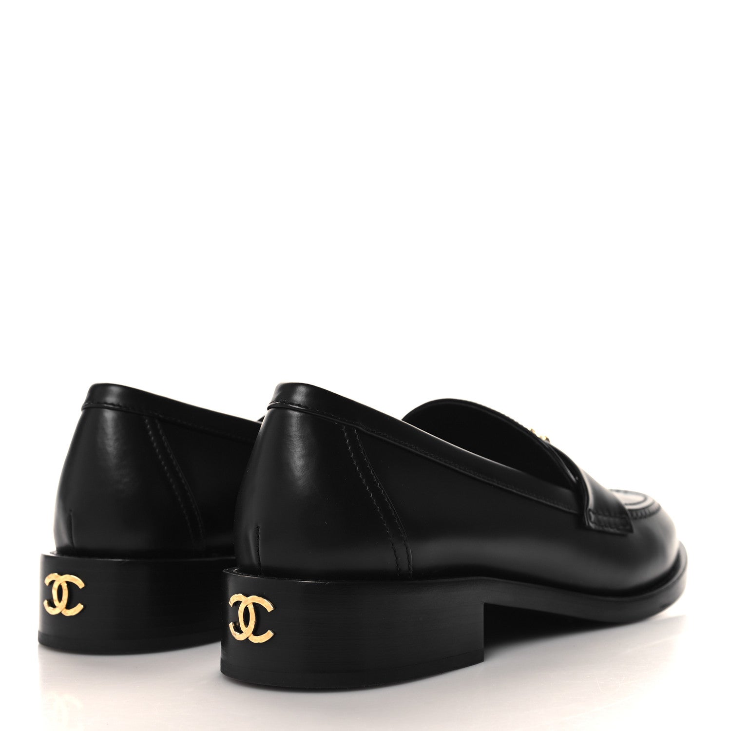 Chanel Calfskin Camellia CC Loafers 40 Black 5 of 9