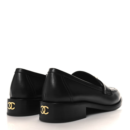 Chanel Calfskin Camellia CC Loafers 40 Black 5 of 9