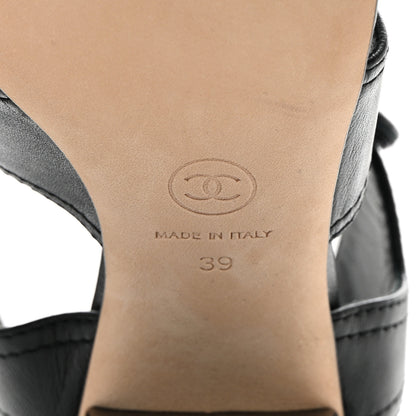 Chanel Goatskin CC Turnlock Sandals 39 Black 6 of 11