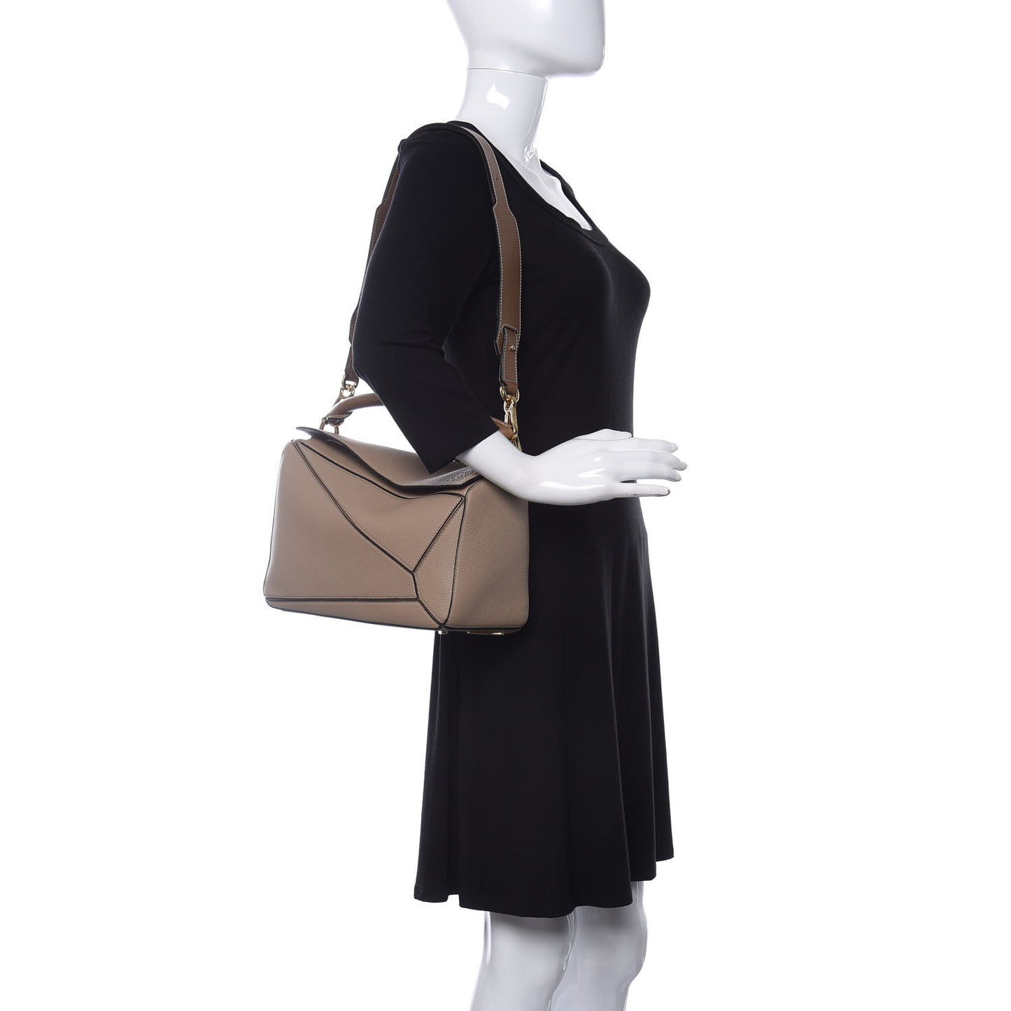Calfskin Medium Puzzle Bag Sand Mink