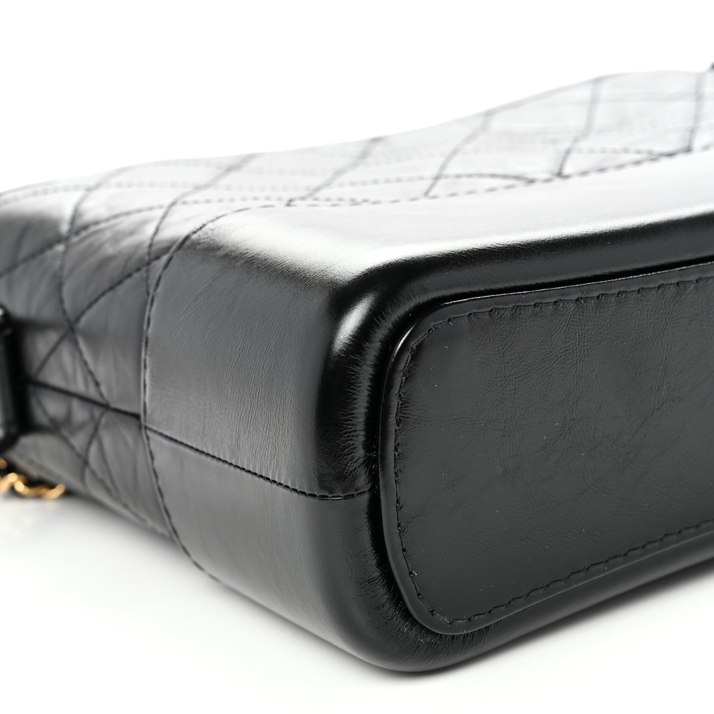 Aged Smooth Calfskin Quilted Medium Gabrielle Logo Hobo Black