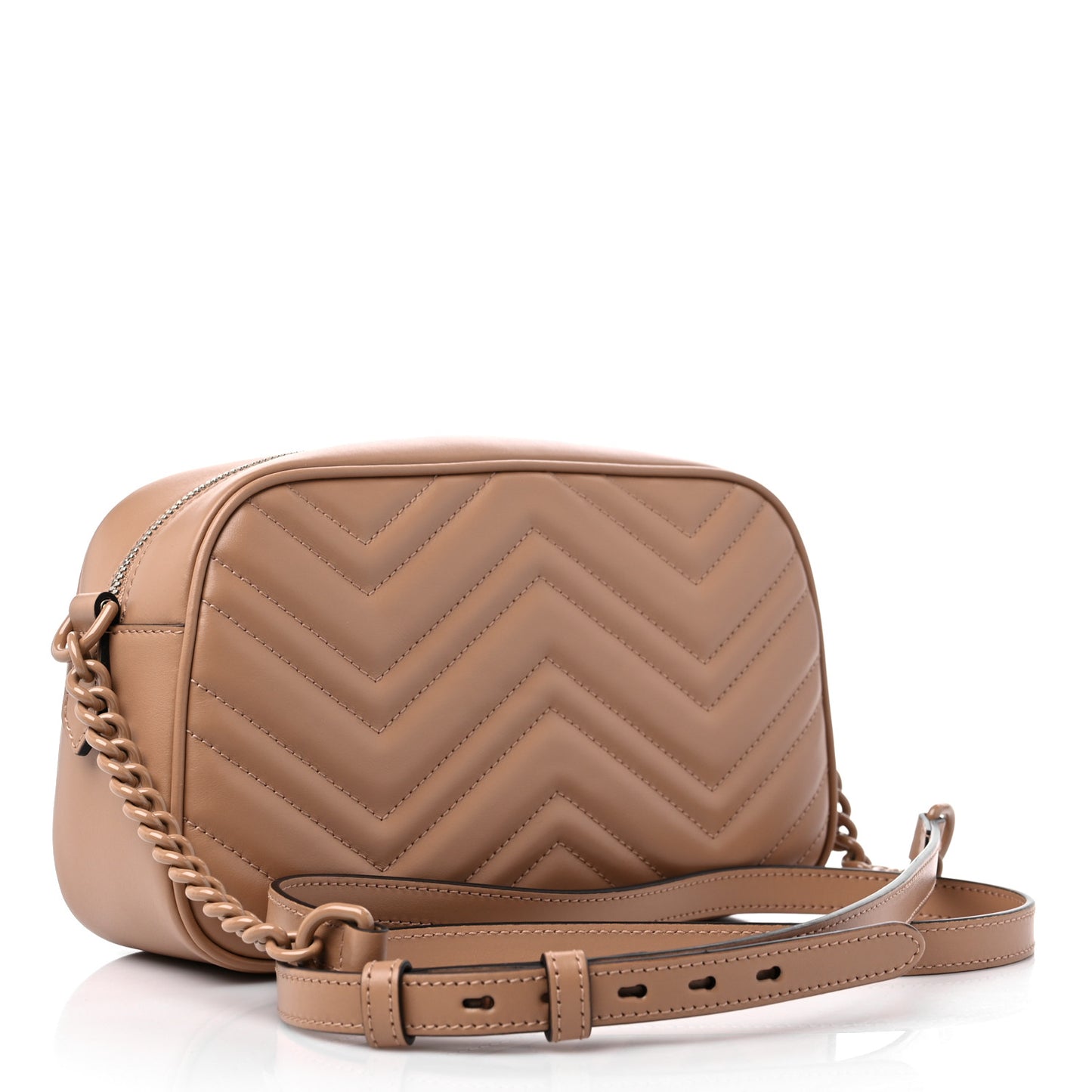 Calfskin Matelasse Monochrome Small GG Marmont Chain Shoulder Bag Camelia