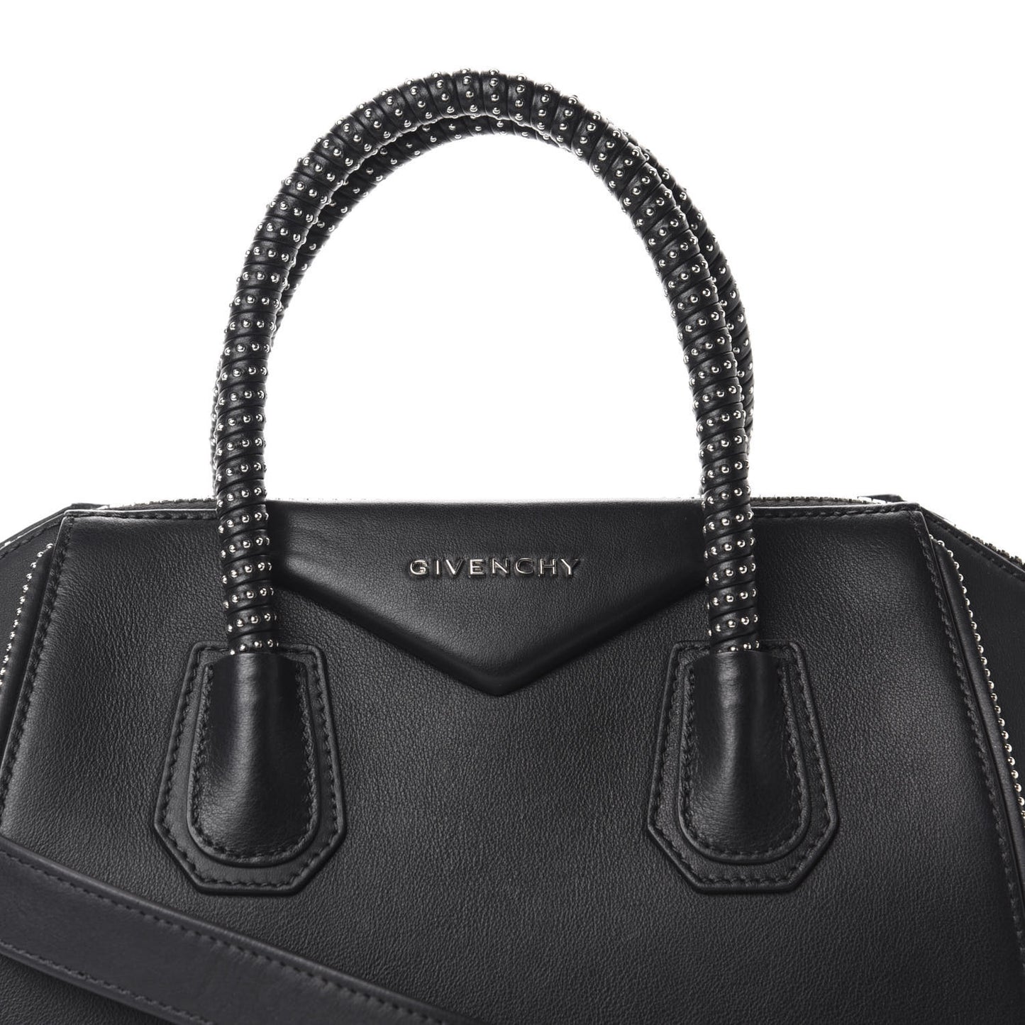 Calfskin Small Studded Antigona Black