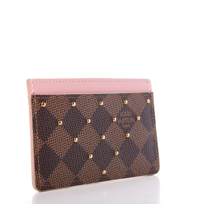 Louis Vuitton Damier Ebene Studded Card Holder Rose Ballerine 2 of 7