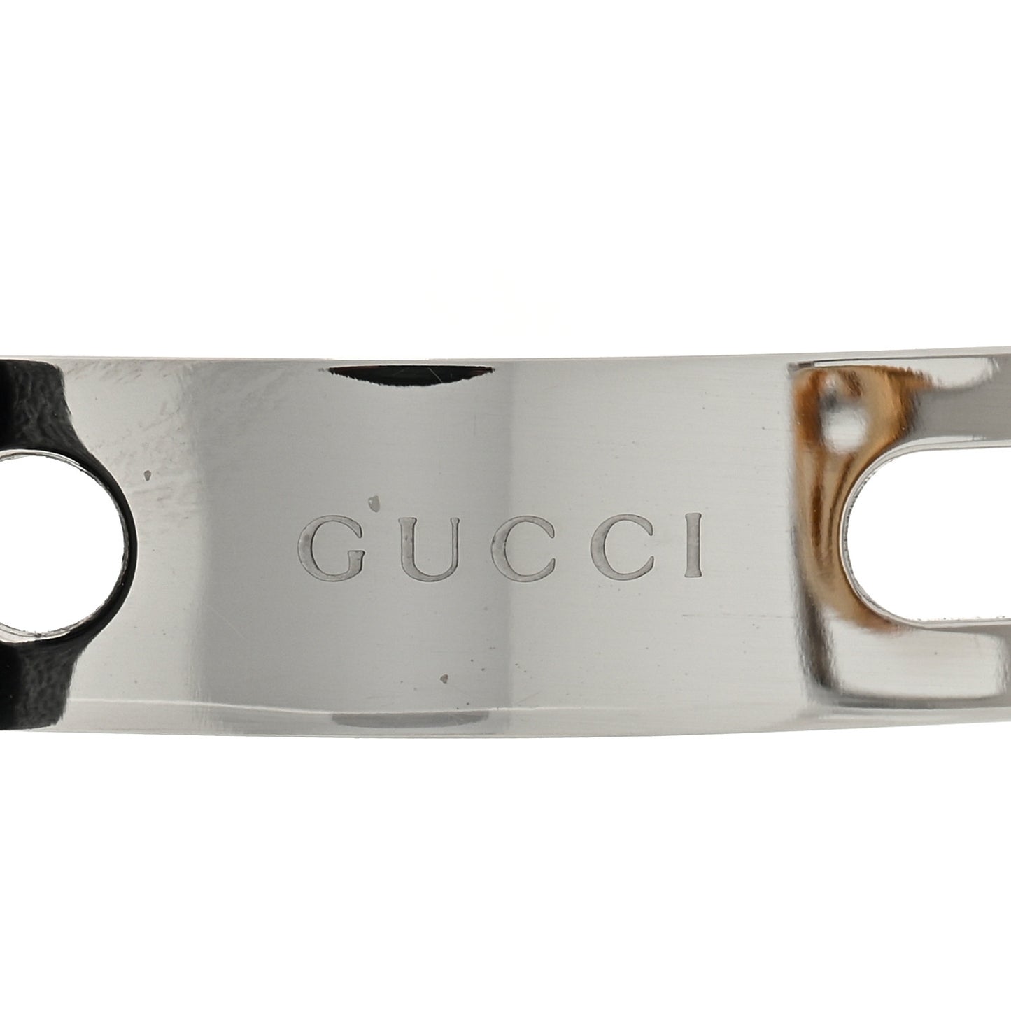 Stainless Steel 18K Yellow Gold Leather Interlocking G Buckle Bracelet Black