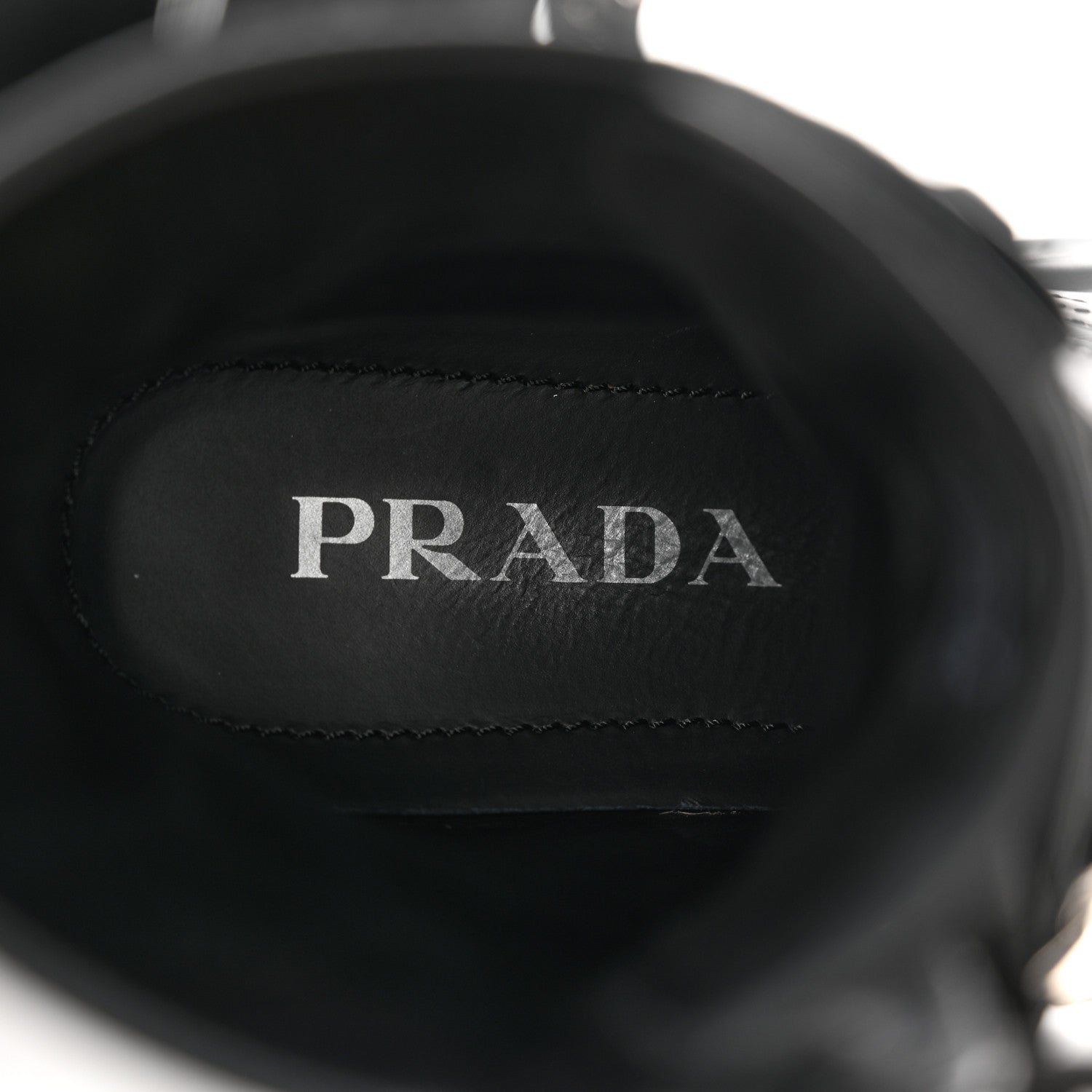 Prada Spazzolato Rois Re-Nylon Metal Triangle Logo Monolith Pouch Pocket 55mm Boots 37 Black 8 of 11