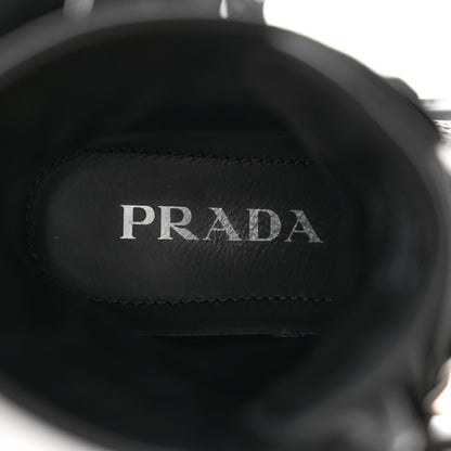 Prada Spazzolato Rois Re-Nylon Metal Triangle Logo Monolith Pouch Pocket 55mm Boots 37 Black 8 of 11