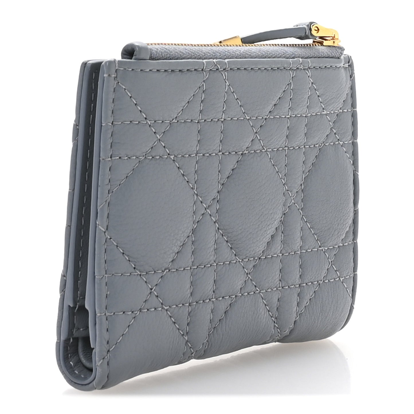 Grained Calfskin Supple Cannage Caro Dahlia Wallet Cloud Blue