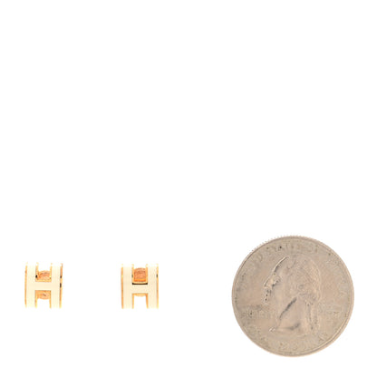 Hermes Gold Lacquered Mini Pop H Earrings White 2 of 5