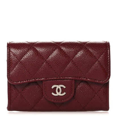 Chanel Caviar Quilted Flap Card Holder Wallet Burgundy 1 of 9