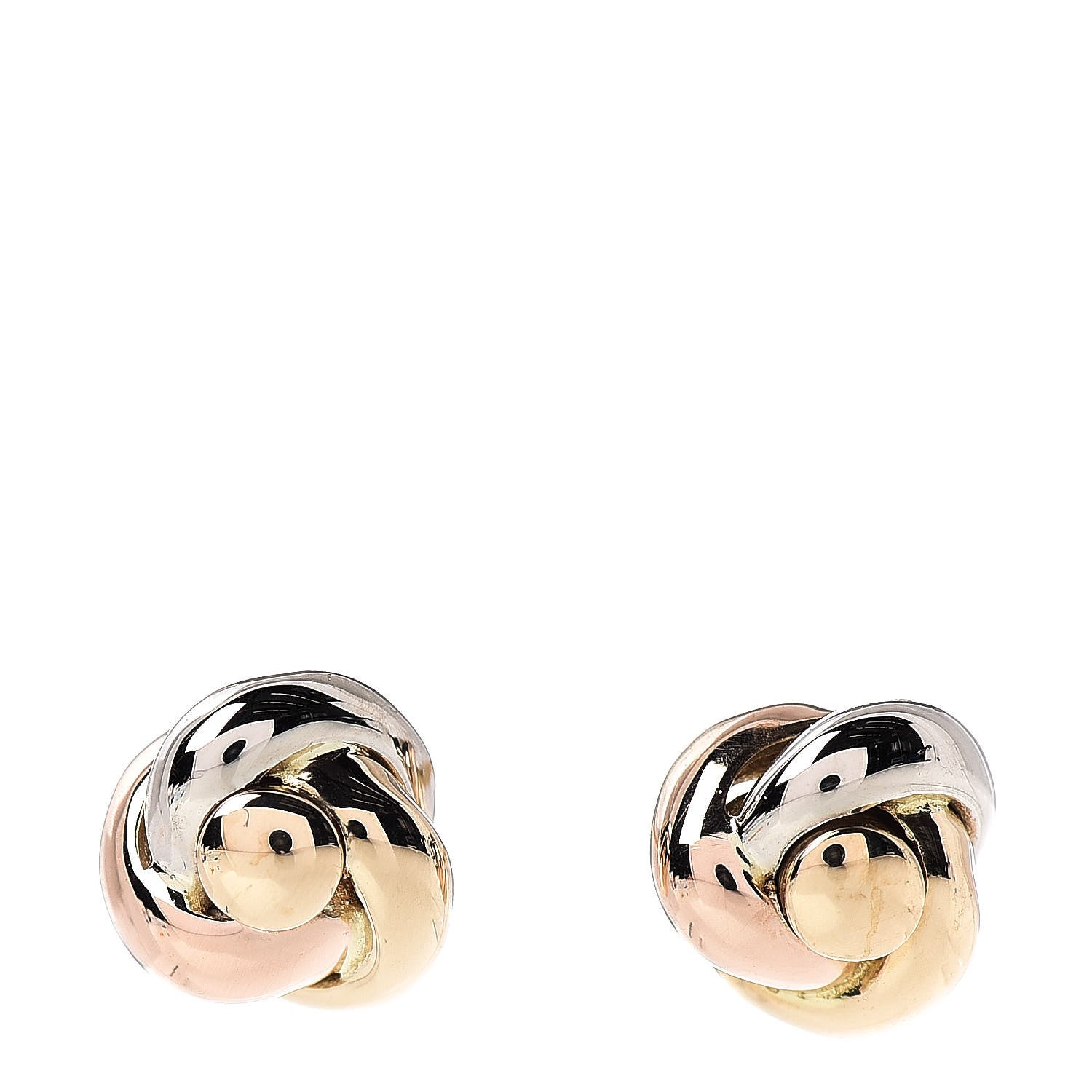 Cartier 18K Pink Yellow White Gold Trinity Stud Earrings 1 of 5