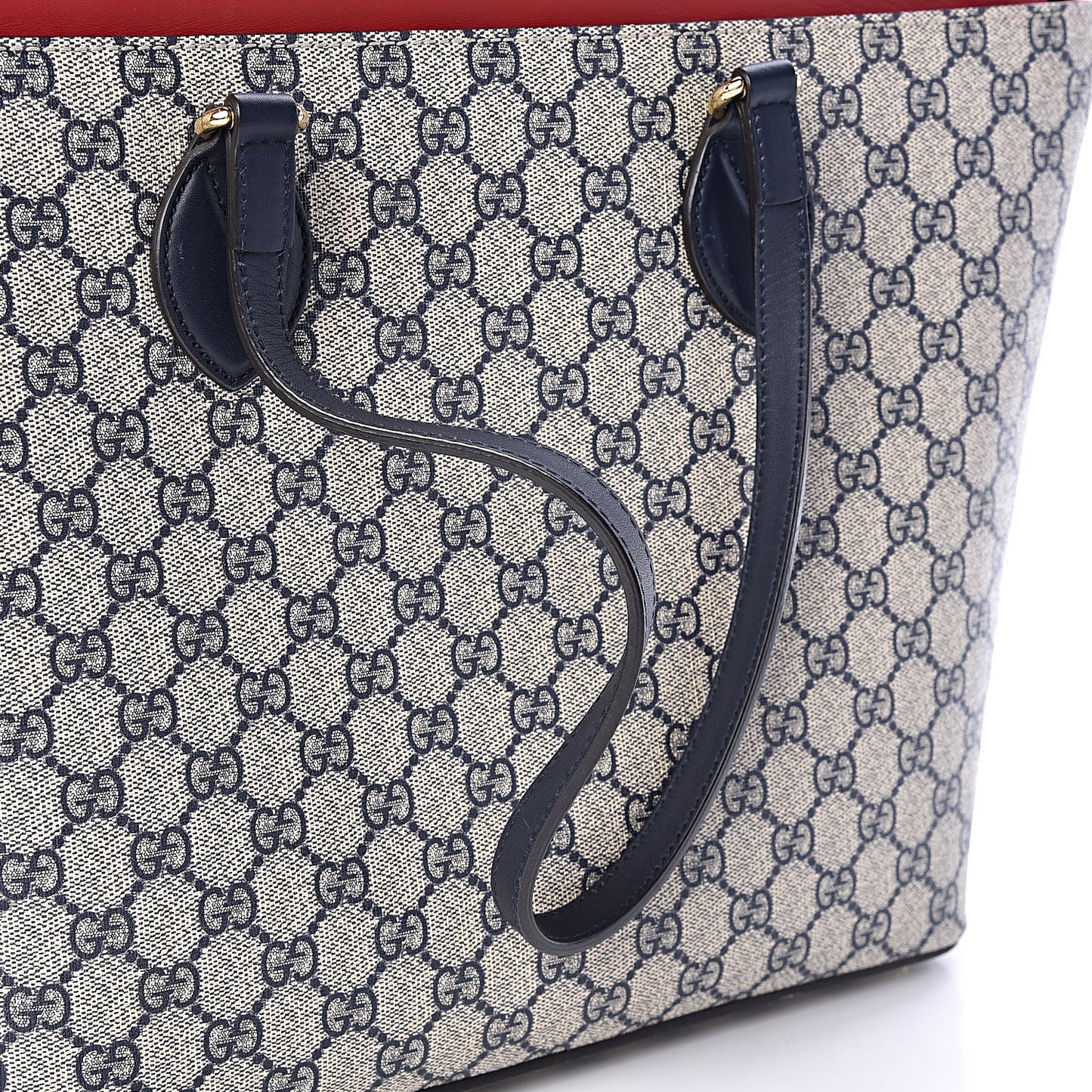 GG Supreme Monogram Medium Zippered Bucket Tote Beige Blue Hibiscus Red