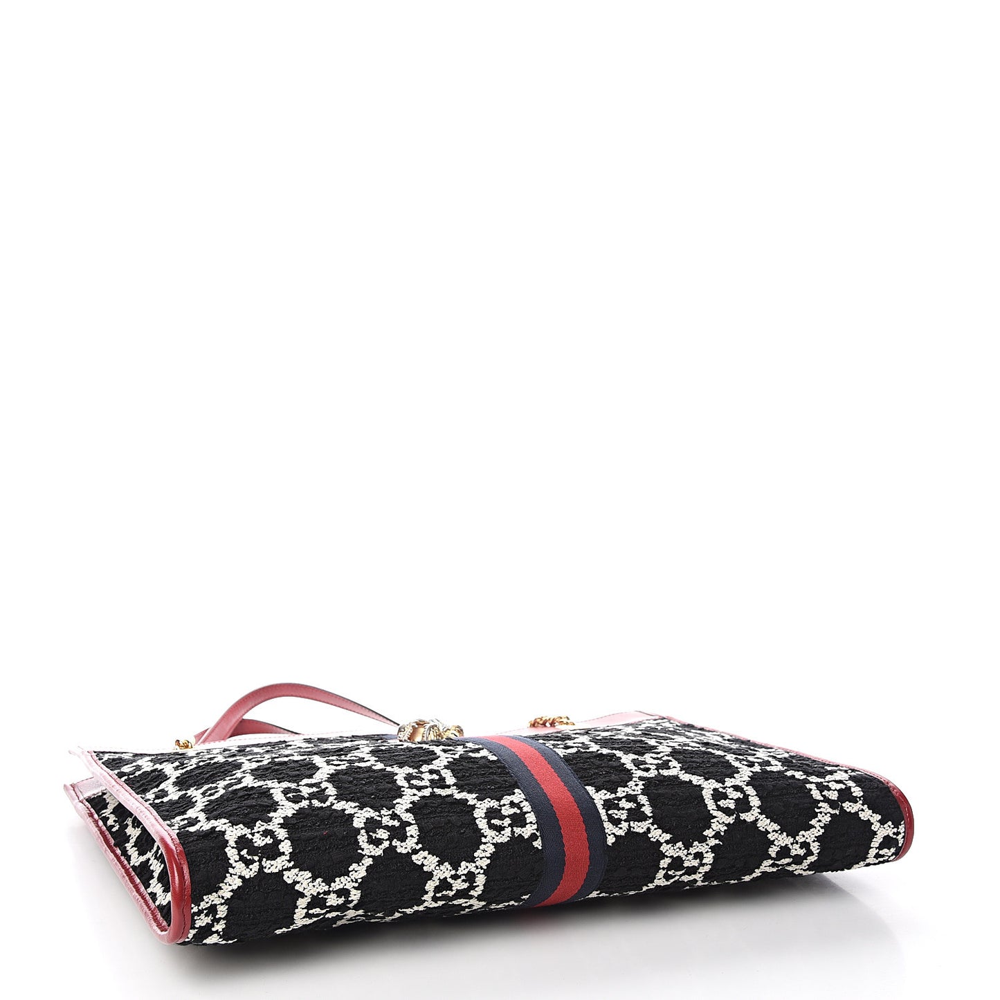 Tweed GG Monogram Large Rajah Chain Tote Romantic Cherry Black White