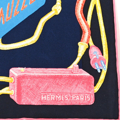 Hermes Silk Gavroche Chevaloscope Scarf 45 Neon Marine Rose Jaune 2 of 3