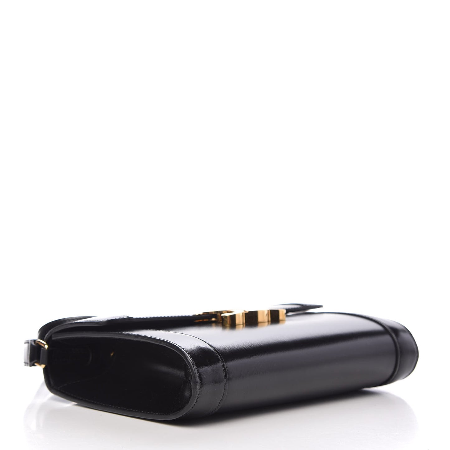 Shiny Calfskin Triomphe Strap Bag Black