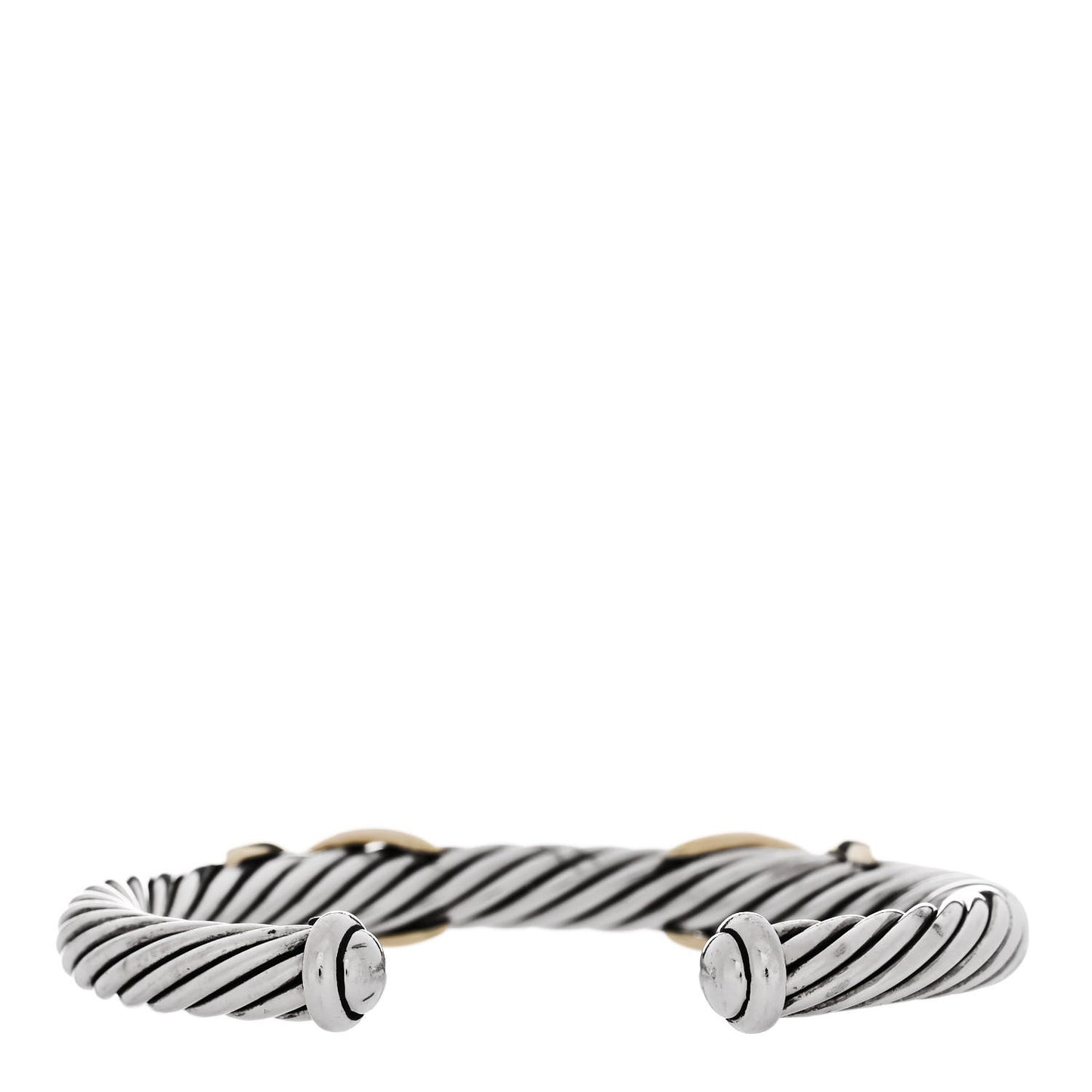 Sterling Silver 14K Yellow Gold 7mm Double X Cable Bracelet