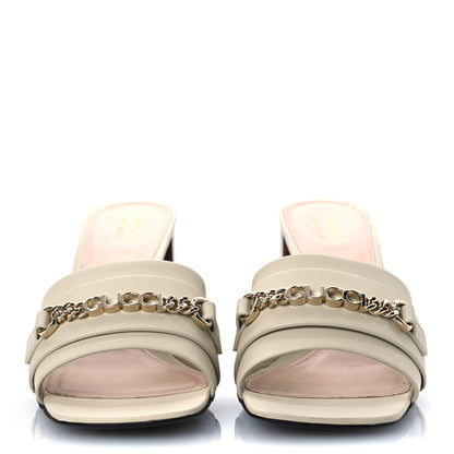 Gucci Calfskin Signoria 75mm Slide Sandals 39.5 New Ivoire 3 of 12