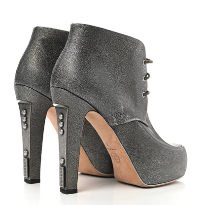 Chanel Metallic Calfskin Lacets Booties 39 Silver 4 of 10