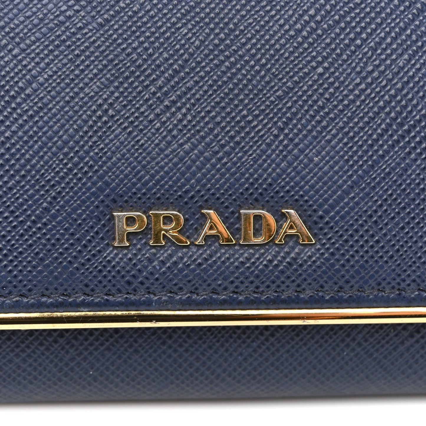 Saffiano Metal Bar Continental Flap Wallet Bluette
