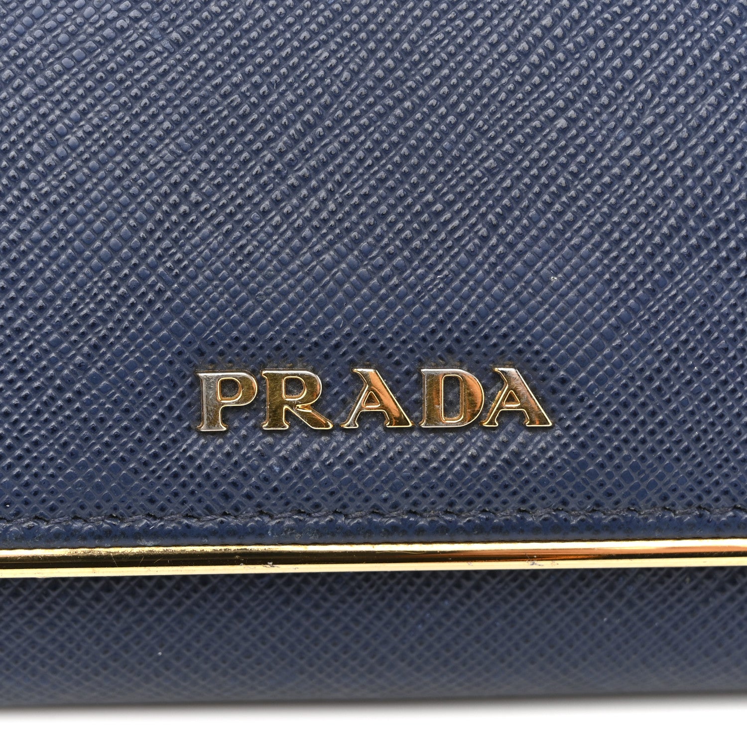 Prada Saffiano Metal Bar Continental Flap Wallet Bluette 11 of 11