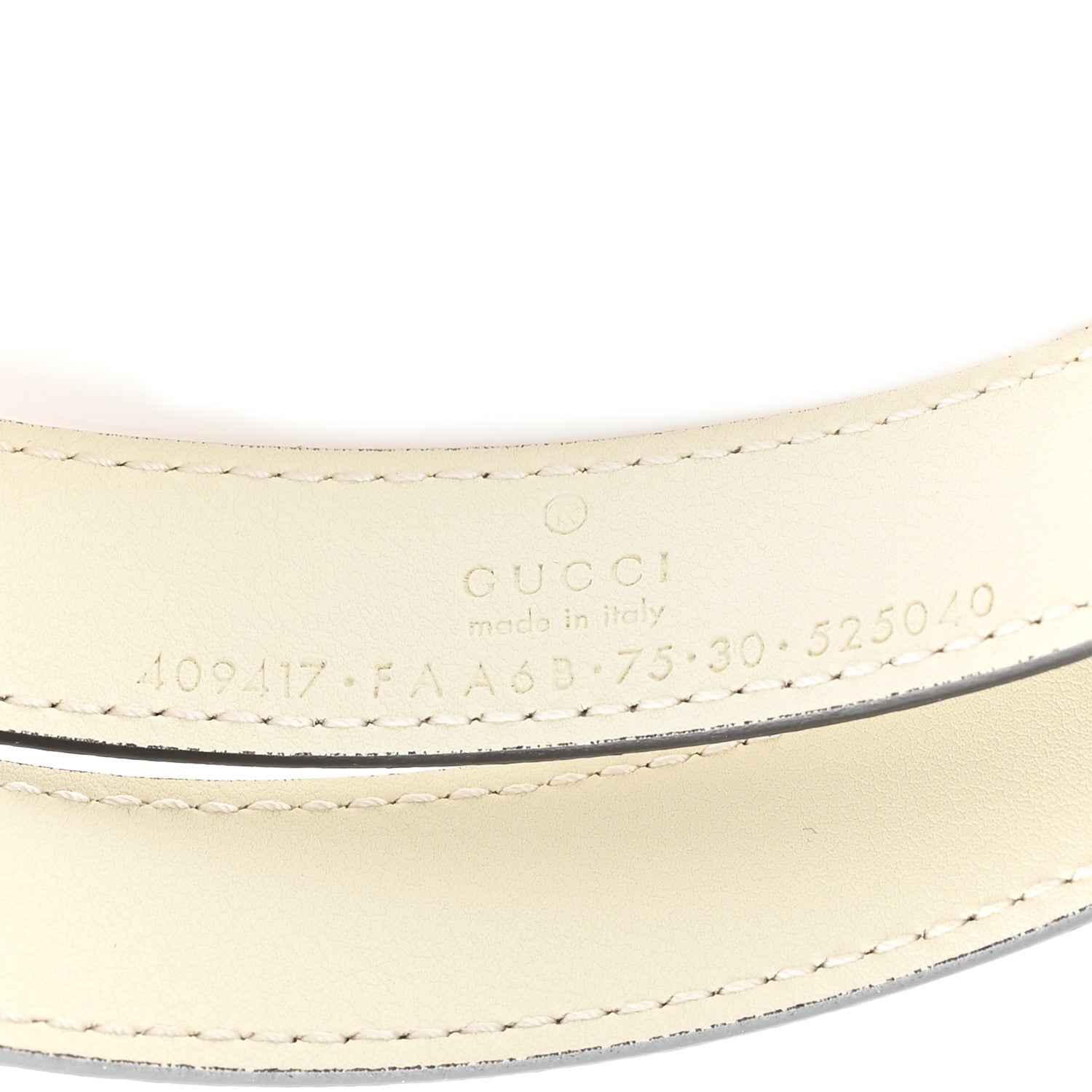 Gucci GG Supreme Monogram Plutone Calfskin Enamel Double G 20mm Belt 75 30 Beige Ebony Mystic White 3 of 4