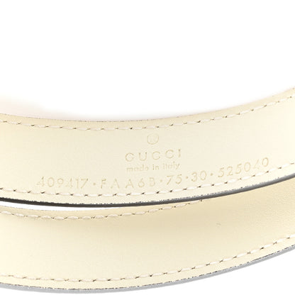 Gucci GG Supreme Monogram Plutone Calfskin Enamel Double G 20mm Belt 75 30 Beige Ebony Mystic White 3 of 4