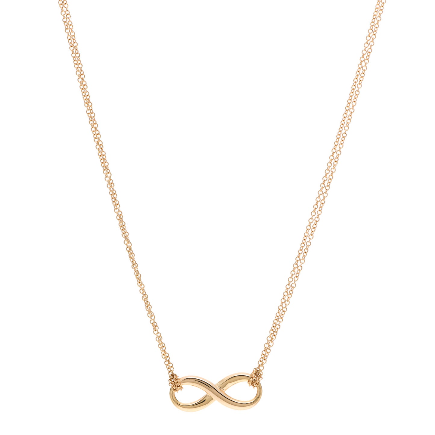 18K Rose Gold Infinity Double Chain Pendant Necklace