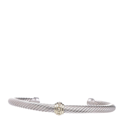 David Yurman Sterling Silver 14K Yellow Gold 5mm Cable Classics Single Station Bracelet 1 of 5