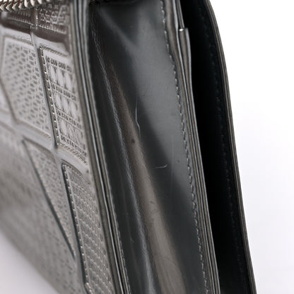 Christian Dior Metallic Patent Micro-Cannage Diorama Wallet on Chain Pouch Silver 12 of 12