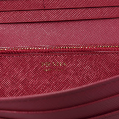 Prada Saffiano Metal Continental Flap Wallet Fragola Talco 6 of 8