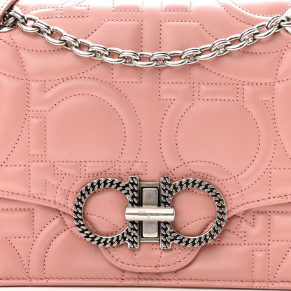 Salvatore Ferragamo Calfskin Quilted Gancini Flap Bag Antique Rose 7 of 9
