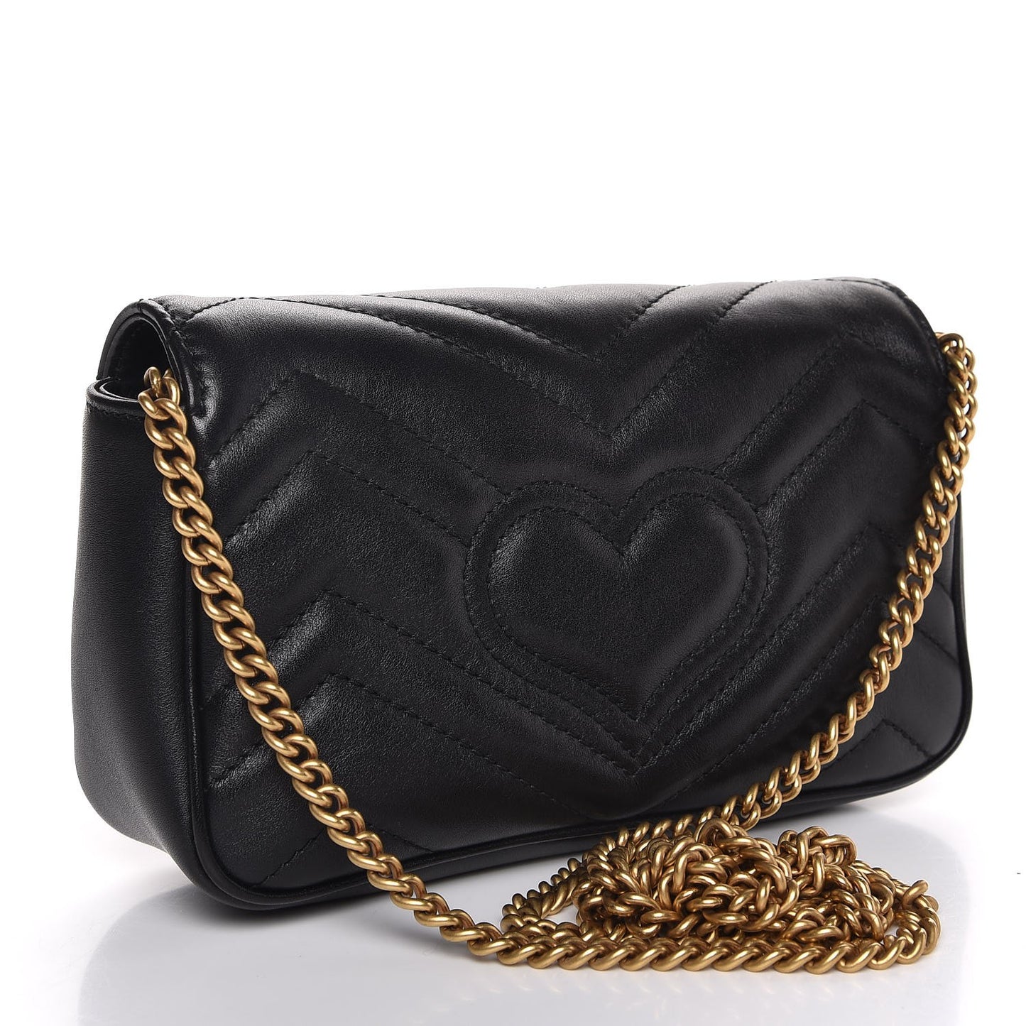 Calfskin Matelasse Super Mini GG Marmont Shoulder Bag Black
