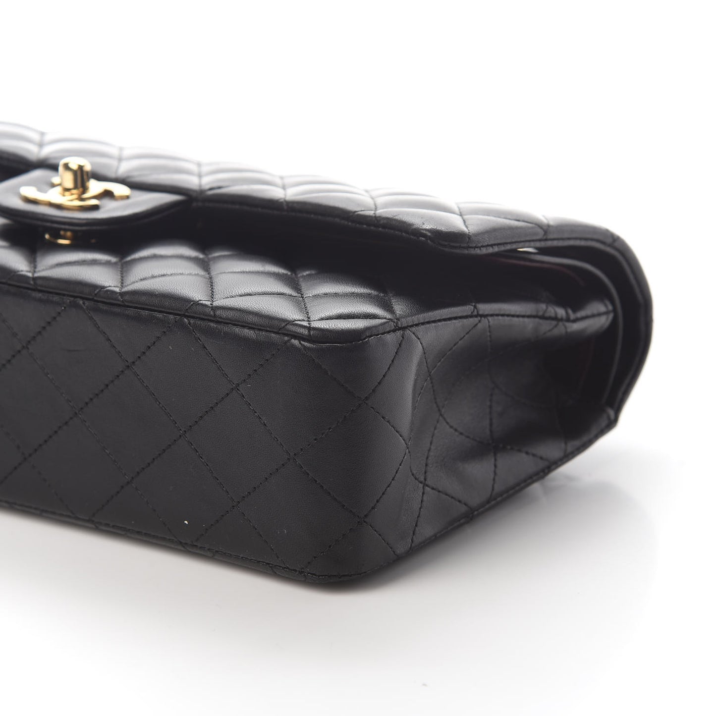 Lambskin Quilted Medium Double Flap Black