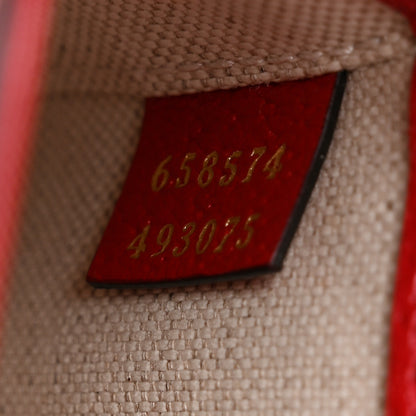 Gucci X ADIDAS Textured Dollar Calfskin Web Trefoil Mini Horsebit 1955 Shoulder Bag Hibiscus Red Off White 7 of 10