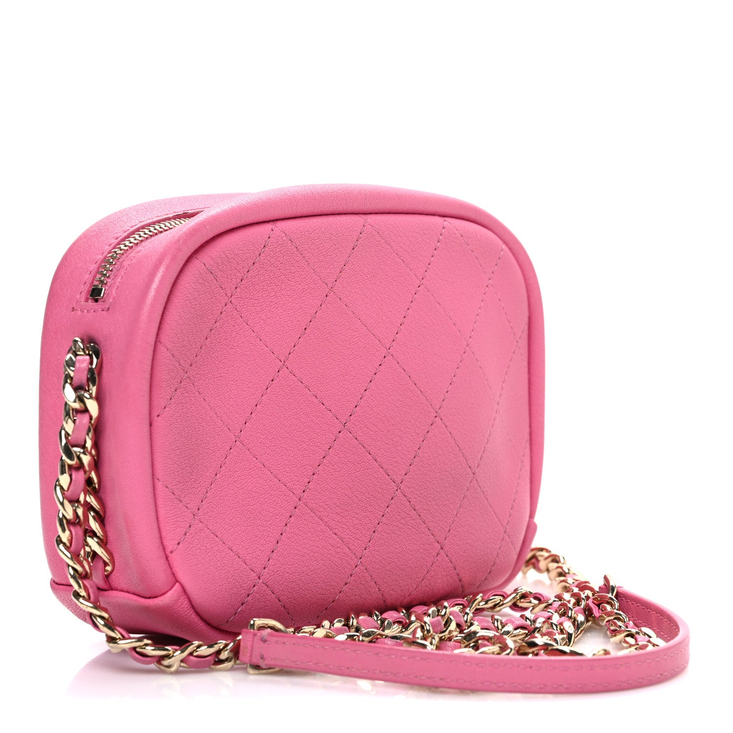Chanel Goatskin Quilted Small Casual Trip Camera Case Dark Pink 3 of 10