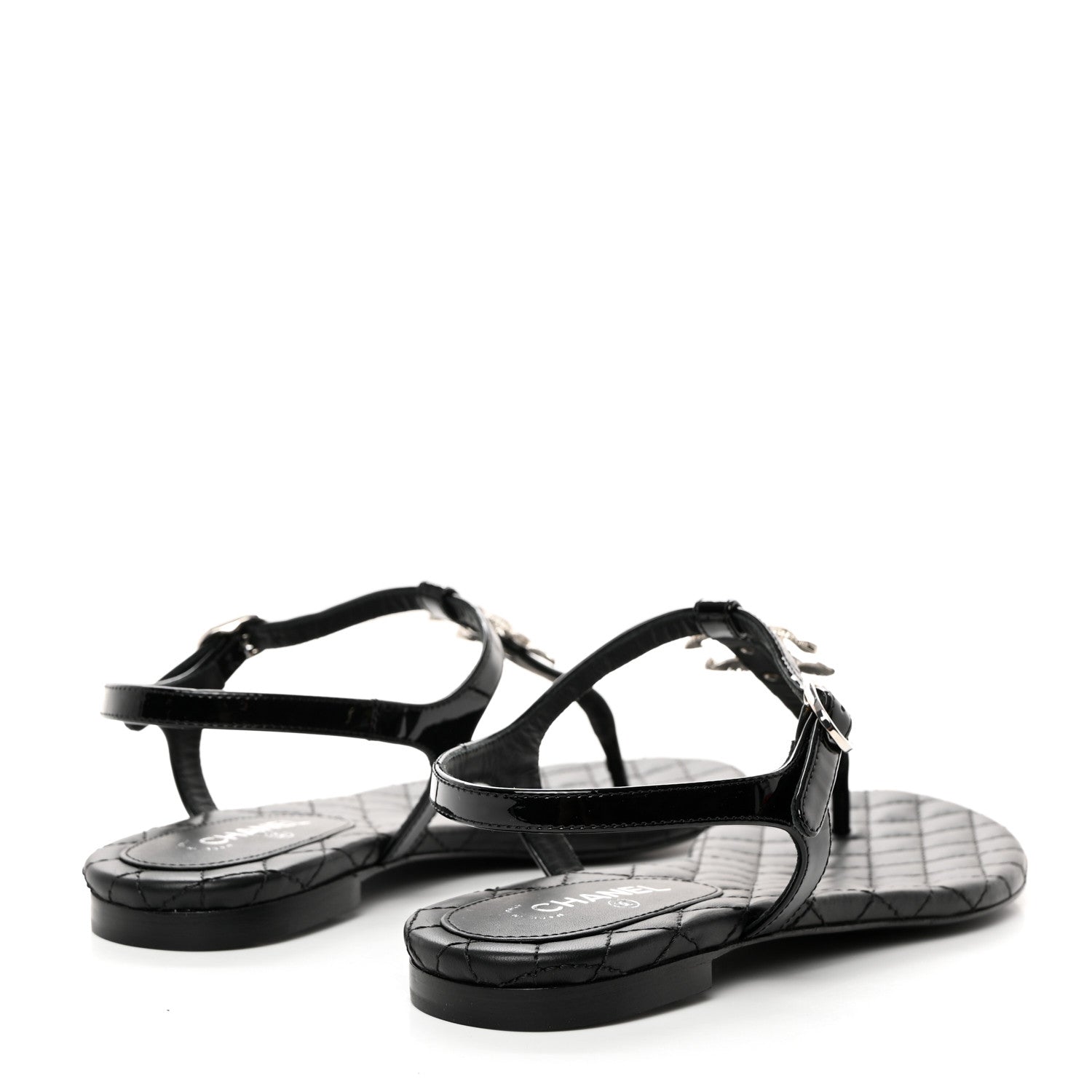 Chanel Patent CC Thong Sandals 35.5 Black 5 of 8