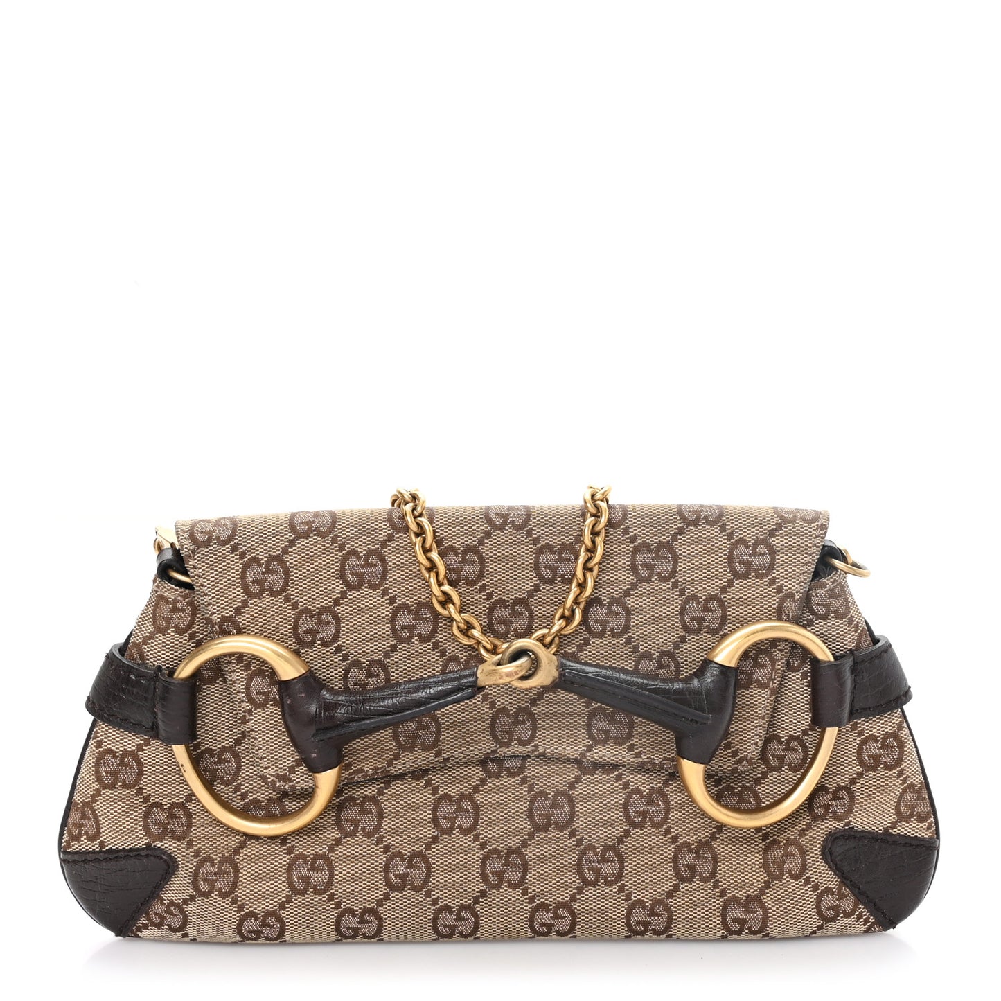 Monogram Horsebit Clutch Dark Brown