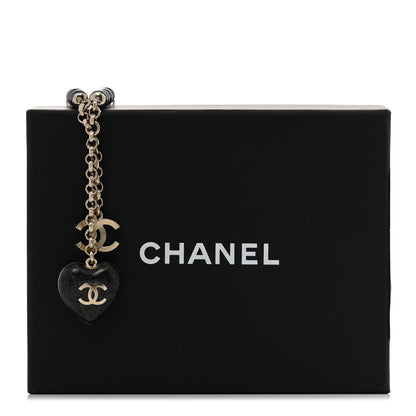 Chanel Resin Crystal Bead CC Heart Necklace Black Gold 10 of 10