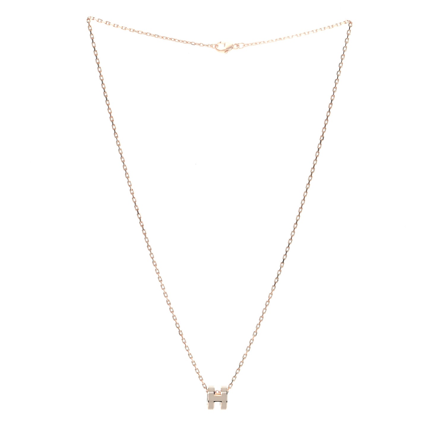 Lacquered Rose Gold Mini Pop H Pendant Necklace Marron Glace