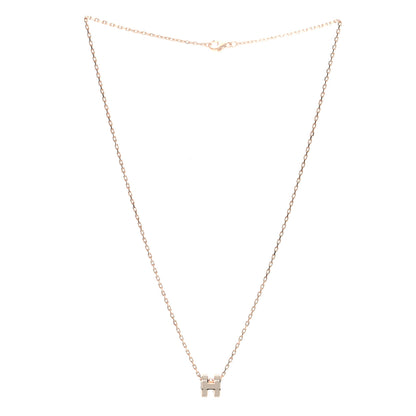 Hermes Lacquered Rose Gold Mini Pop H Pendant Necklace Marron Glace 3 of 6
