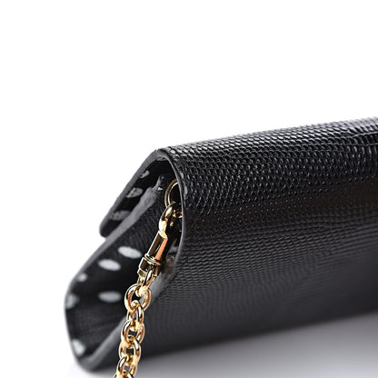 Dolce & Gabbana Lizard Effect Wallet On Chain Black 11 of 12