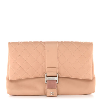 Chanel Lambskin Quilted Grip Clutch Nude 1 of 7