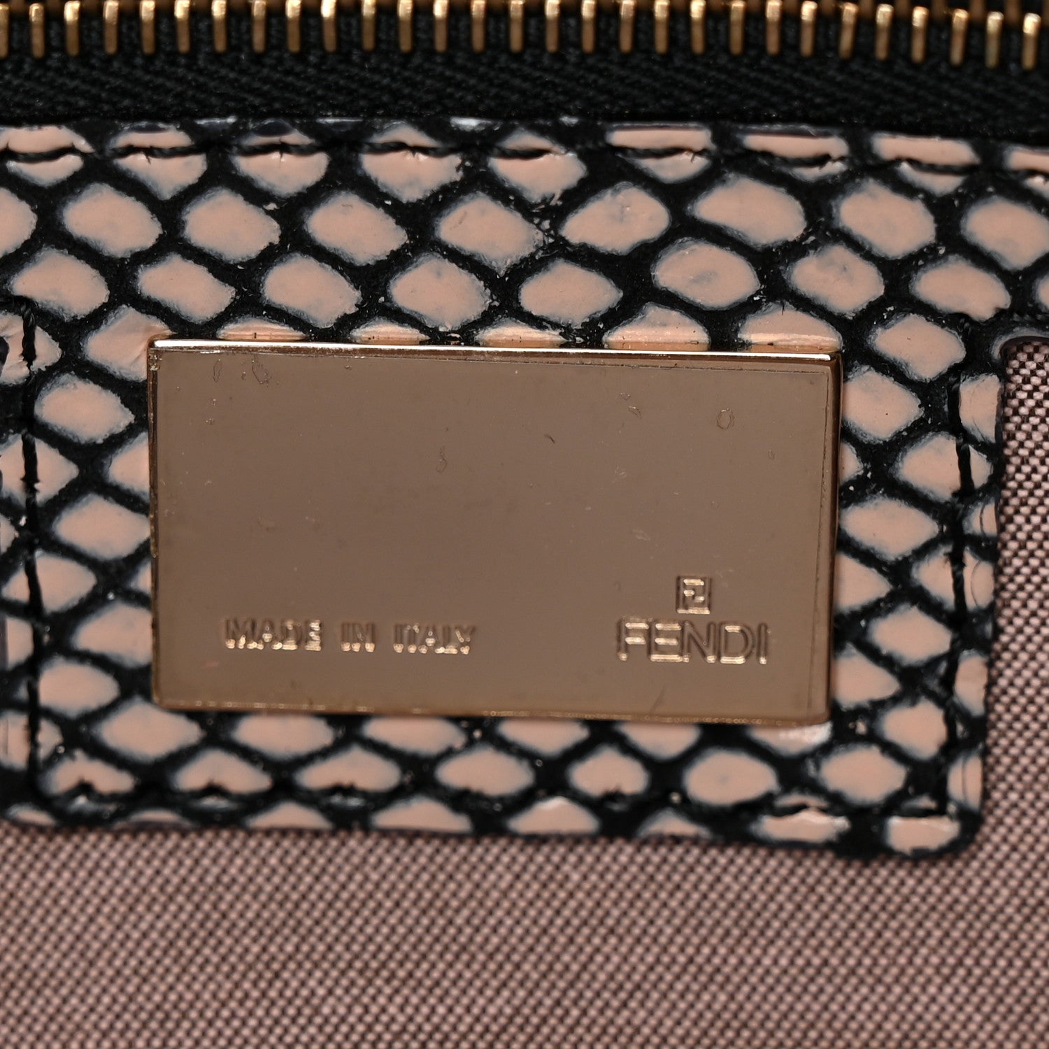 Fendi Zucca Snakeskin Studded Baguette Tobacco Multicolor 6 of 9