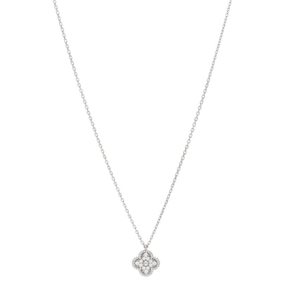 Van Cleef & Arpels 18K White Gold Diamond Sweet Alhambra Pendant Necklace 1 of 5