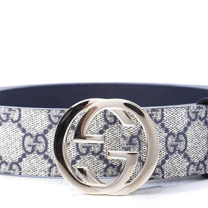 Gucci GG Supreme Monogram Interlocking G 37mm Belt 75 30 Beige Blue 3 of 6