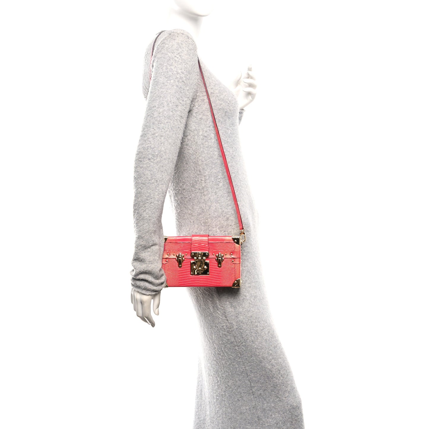 Metalic Lizard Petite Malle Pink
