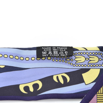 Hermes Silk Balade en Berline Twilly Vieux Rose Marine Jaune 5 of 8