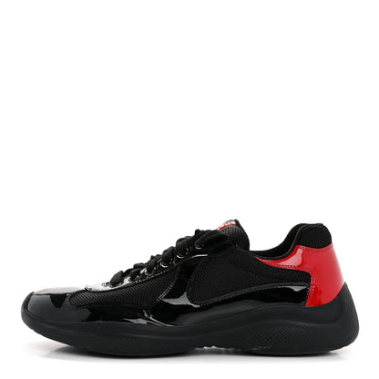 Prada Patent Mens America's Cup Patchwork Sneakers 8 Black Red 1 of 10