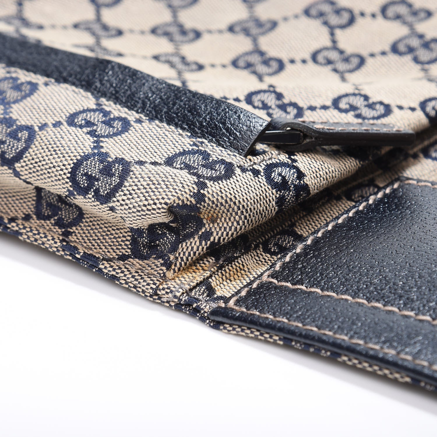 Gucci GG Monogram Web Double Pocket Belt Bag Navy 9 of 15